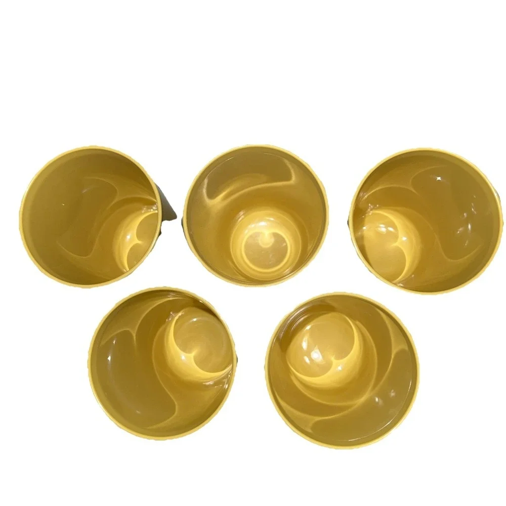 5 Tupperware #873 Yellow Drink Juice Cups 12 Ounce Tumblers Harvest Gold Vintage